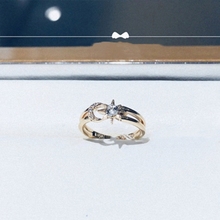 日本10K金星星月亮戒指女黄金纯银钻石指环时尚网红个性ins潮情侣