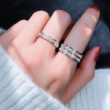 食指钛钢戒指2021年新款潮网红爆款女不掉色镶钻超闪个性大气指环