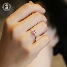 唐奢纯银18K包金仿真宝石求订结婚钻石戒指环女小众设计时尚个性
