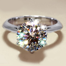 1克拉仿真钻石戒指女纯银925莫桑石指环时尚个性网红男潮简约对戒