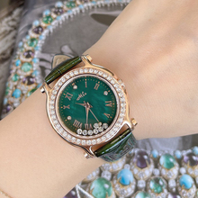 新款韩版时来运转皮带手表女复古绿ins罗马快乐镶钻高级气质轻奢